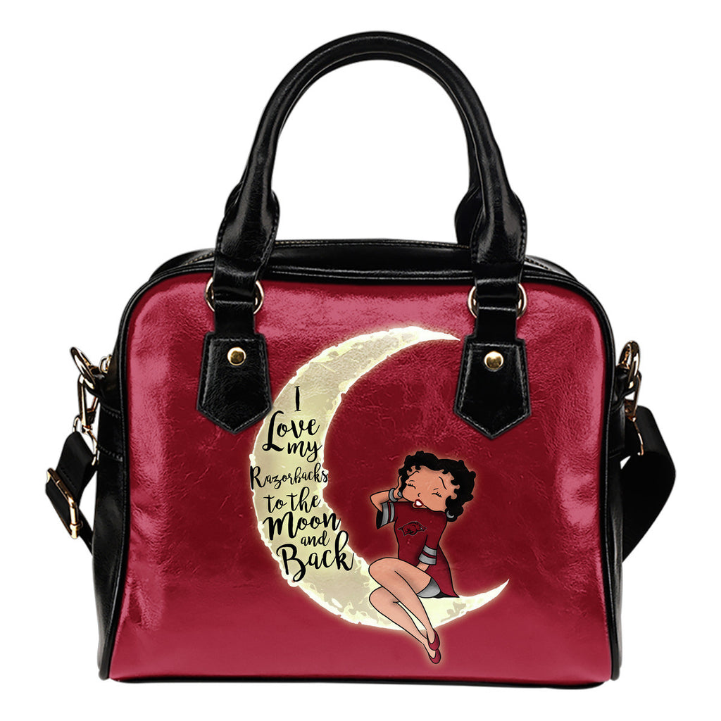 I Love My Arkansas Razorbacks To The Moon And Back Shoulder Handbags - Best Funny Store