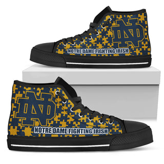 Puzzle Logo With Notre Dame Fighting Irish High Top Shoes