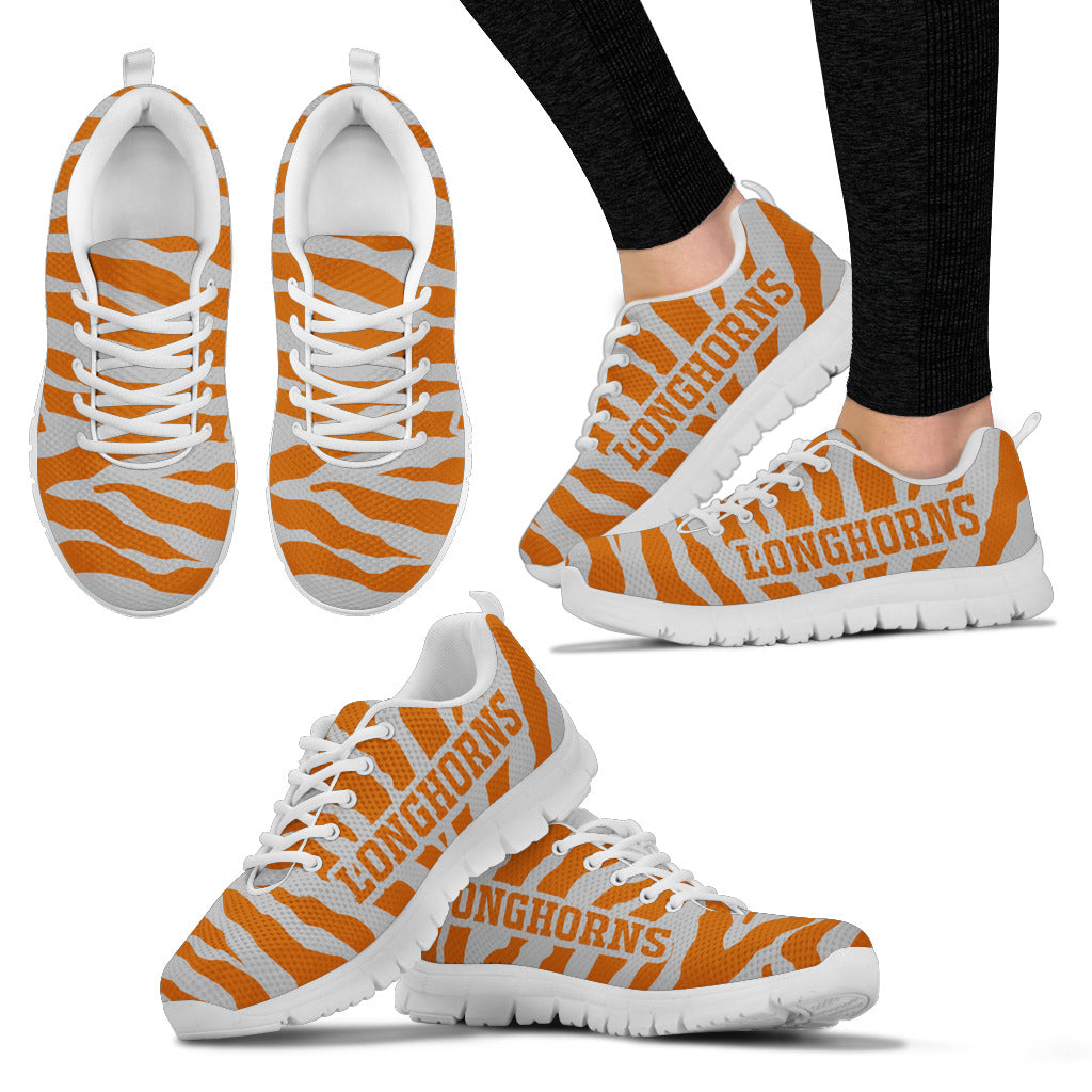 Tiger Skin Stripes Pattern Print Texas Longhorns Sneakers