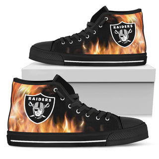 Fighting Like Fire Oakland Raiders High Top Shoes