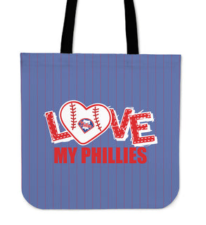 Love My Philadelphia Phillies Vertical Stripes Pattern Tote Bags