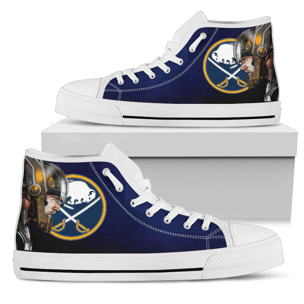 Thor Head Beside Buffalo Sabres High Top Shoes