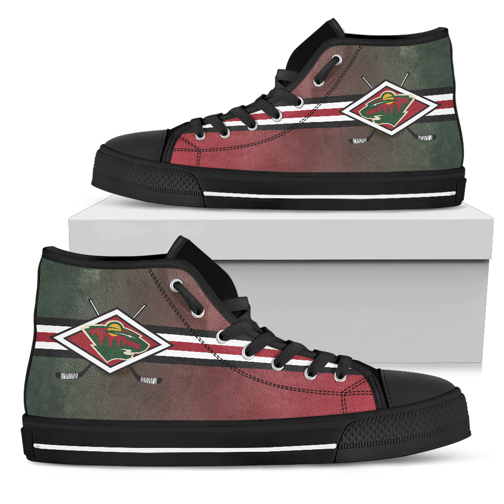 Double Stick Check Minnesota Wild High Top Shoes