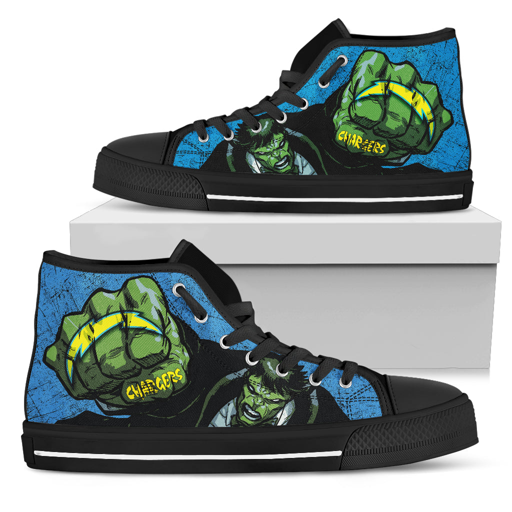 Hulk Punch Los Angeles Chargers High Top Shoes