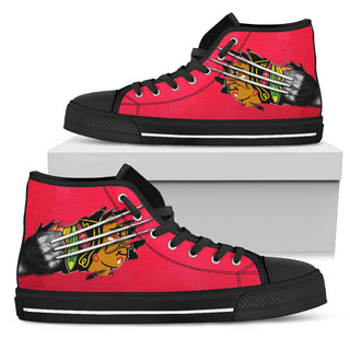 Scratch Of The Wolf Chicago Blackhawks High Top Shoes