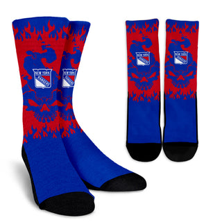 New York Rangers Colorful Skull Socks