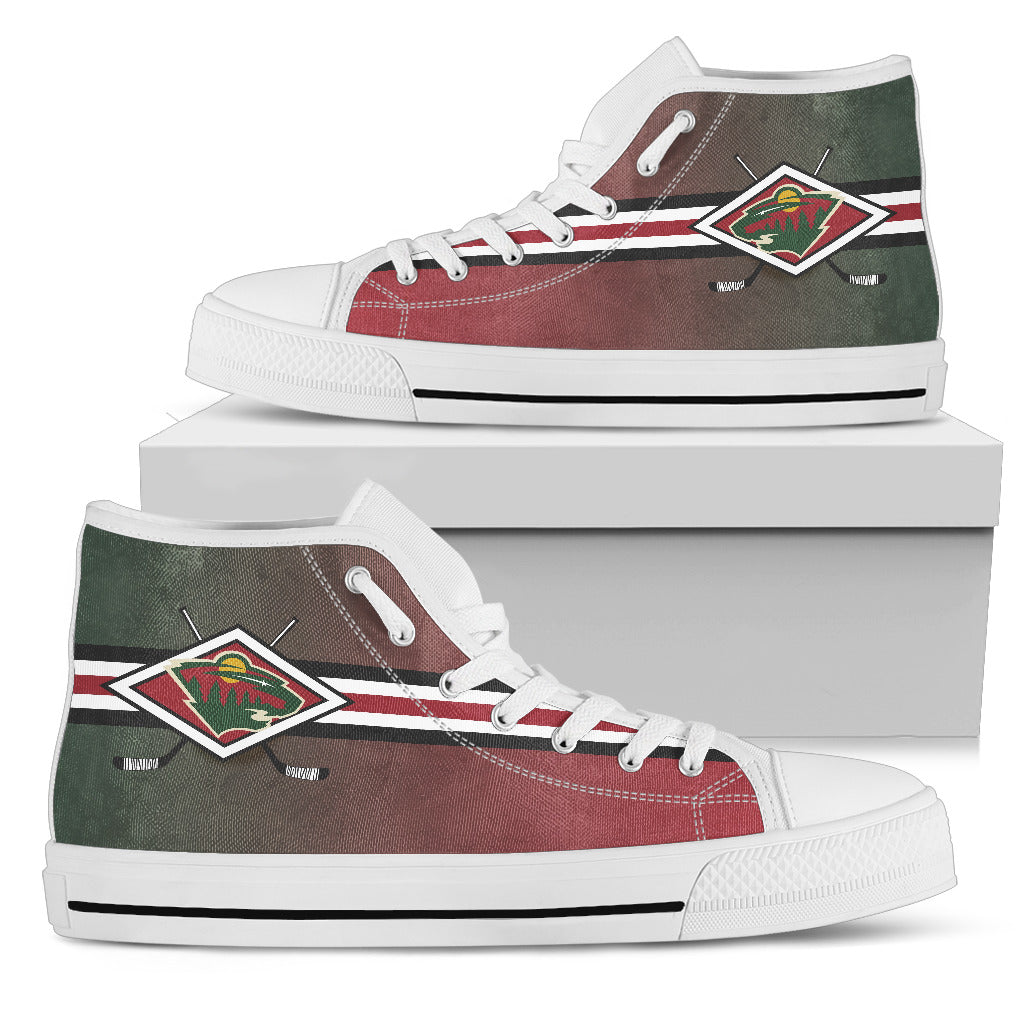 Double Stick Check Minnesota Wild High Top Shoes