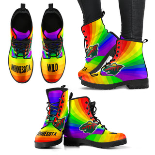 Colorful Rainbow Minnesota Wild Boots