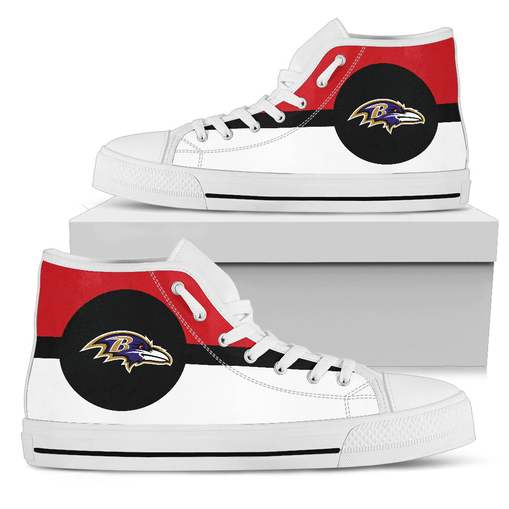 Bright Colours Open Sections Great Logo Baltimore Ravens High Top Shoes