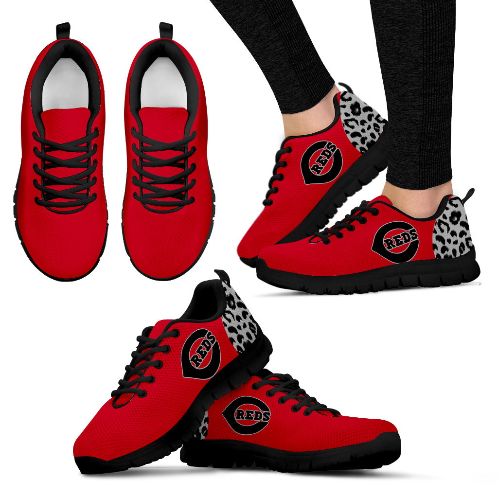 Cheetah Pattern Fabulous Cincinnati Reds Sneakers