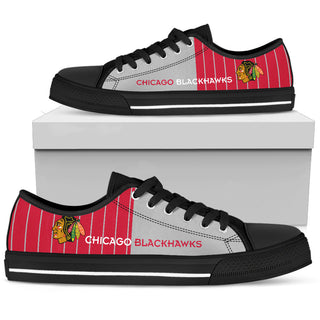 Simple Design Vertical Stripes Chicago Blackhawks Low Top Shoes