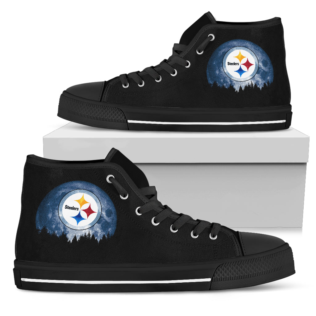 Halloween Orange Moon Mystery Pittsburgh Steelers High Top Shoes