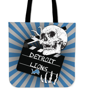 Clapper Film Skull Detroit Lions Tote Bags