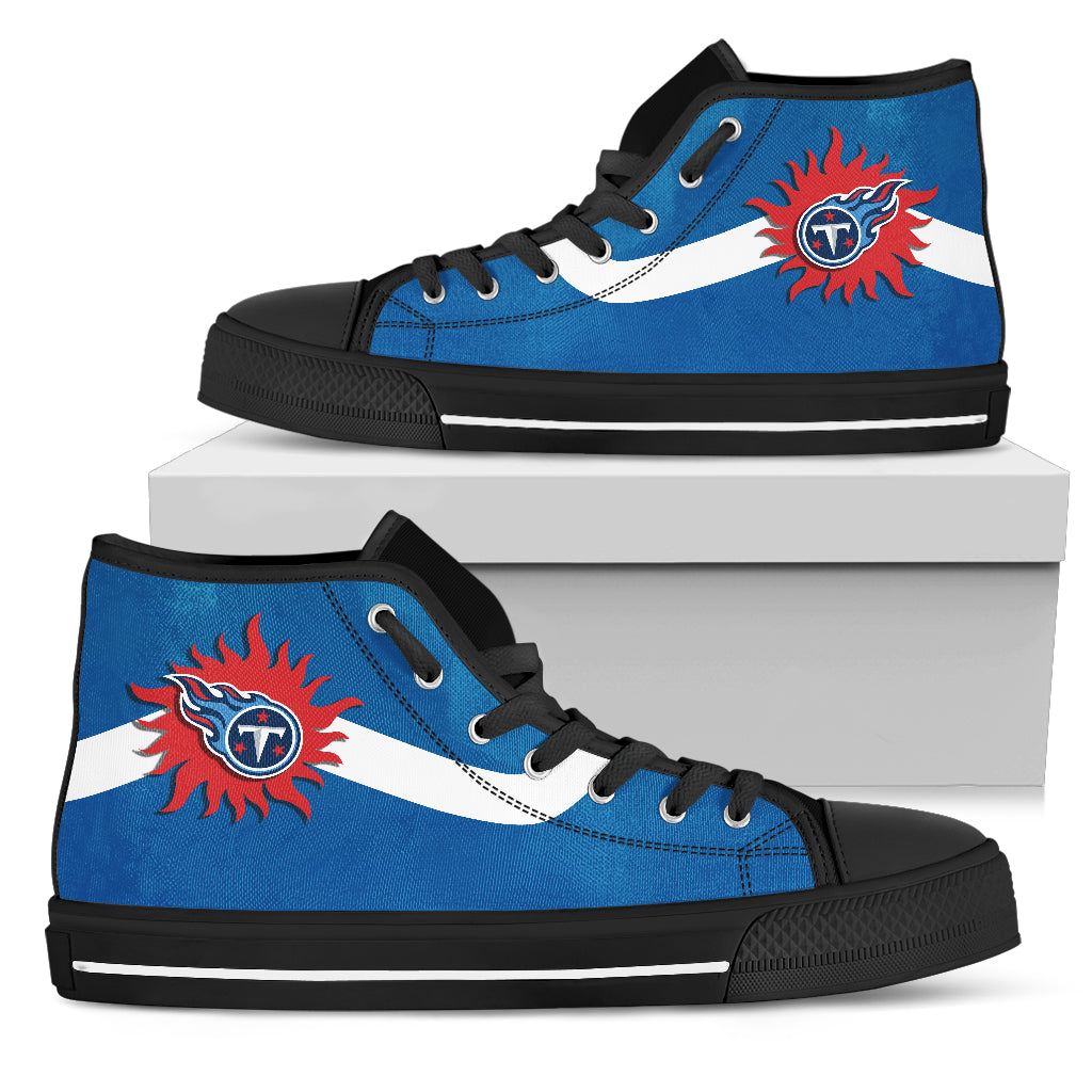 Simple Van Sun Flame Tennessee Titans High Top Shoes