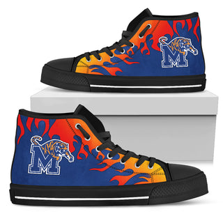 Fire Burning Fierce Strong Logo Memphis Tigers High Top Shoes