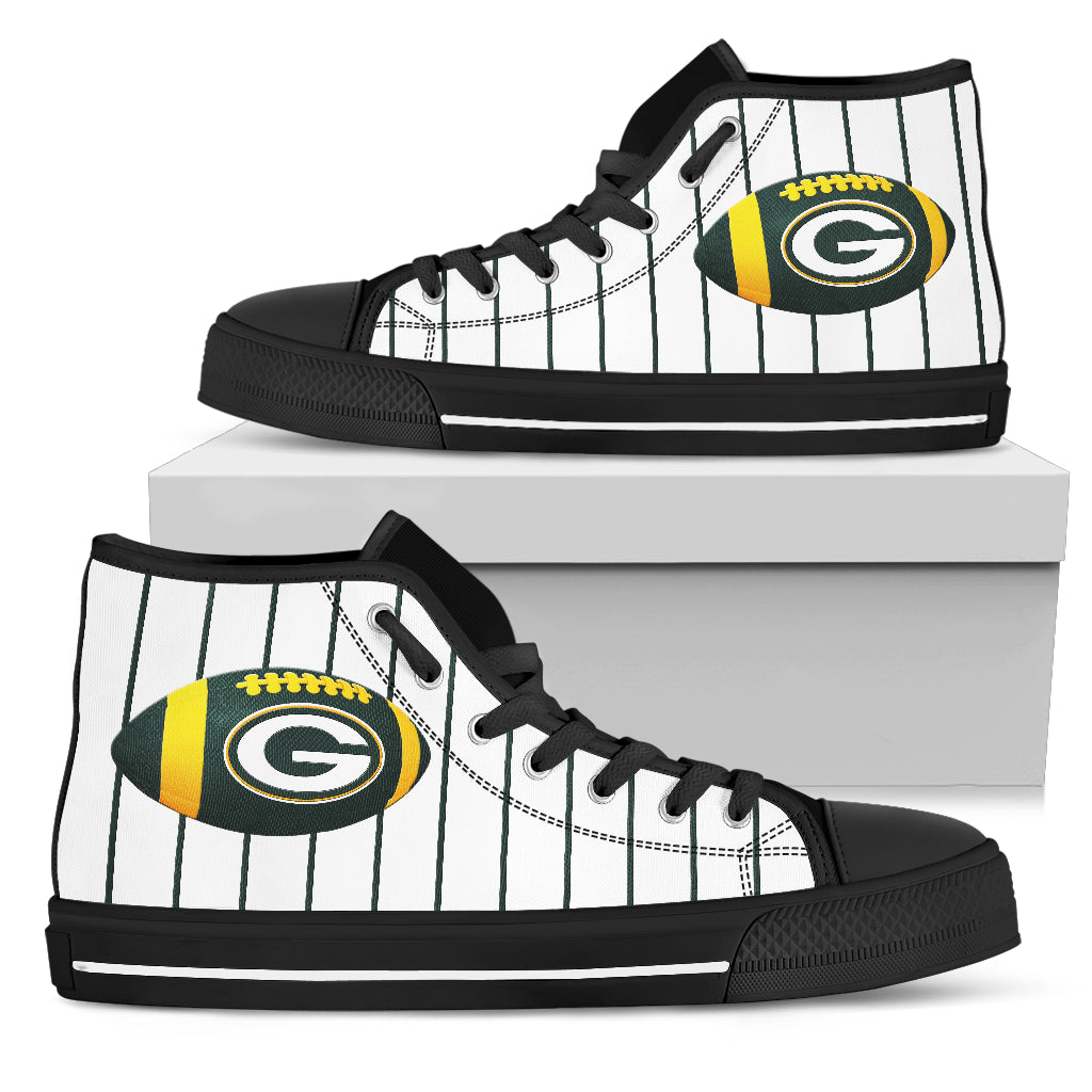 Straight Line With Deep Circle Green Bay Packers High Top Shoes