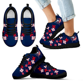 Flowers Pattern Columbus Blue Jackets Sneakers