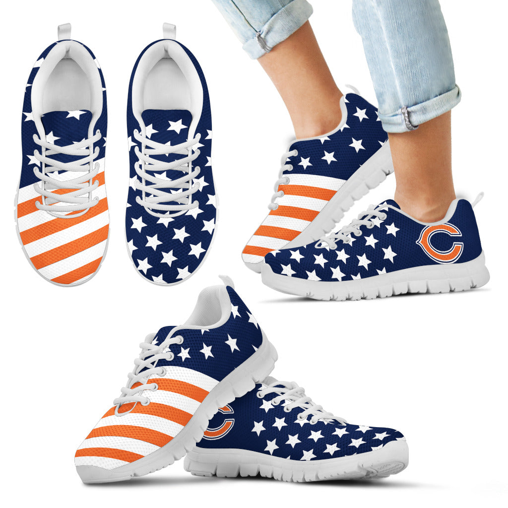 America Flag Full Stars Stripes Chicago Bears Sneakers
