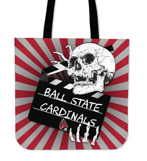 Clapper Film Skull Ball State Cardinals Tote Bags