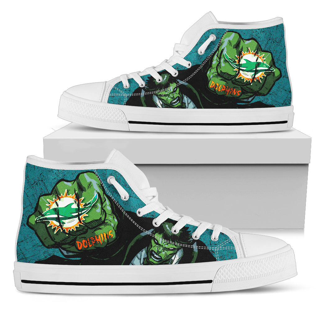 Hulk Punch Miami Dolphins High Top Shoes