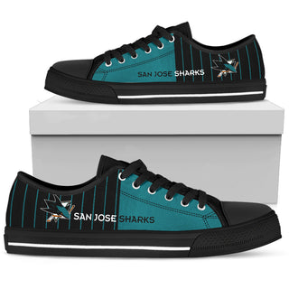 Simple Design Vertical Stripes San Jose Sharks Low Top Shoes