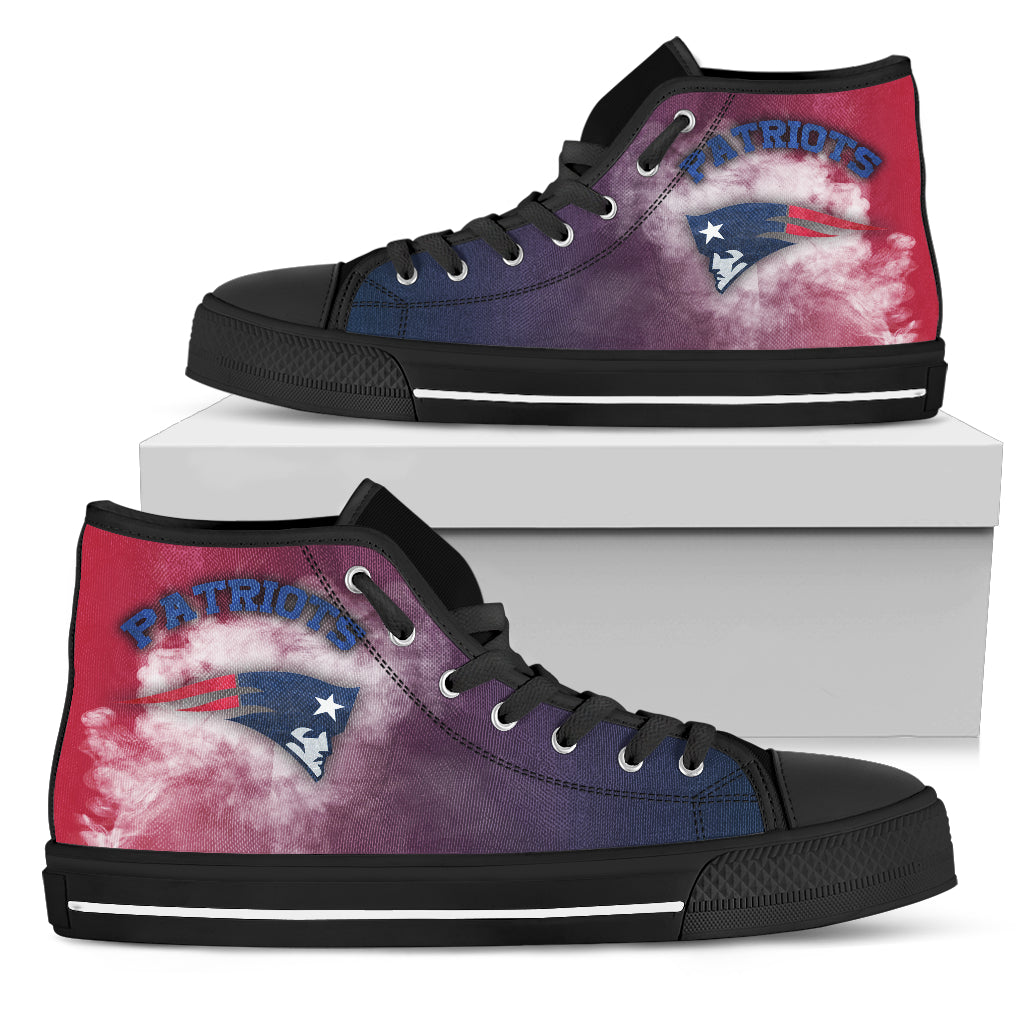 White Smoke Vintage New England Patriots High Top Shoes