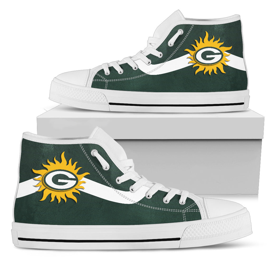 Simple Van Sun Flame Green Bay Packers High Top Shoes