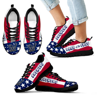 Proud Of American Flag Three Line Milwaukee Brewers Sneakers