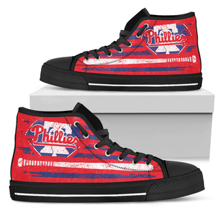 American Flag Vintage Baseball Philadelphia Phillies High Top Shoes