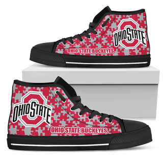 Puzzle Logo With Ohio State Buckeyes High Top Shoes