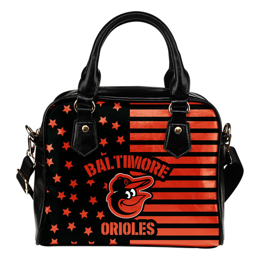 Twinkle Star With Line Baltimore Orioles Shoulder Handbags
