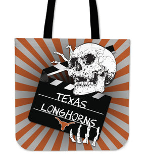 Clapper Film Skull Texas Longhorns Tote Bags