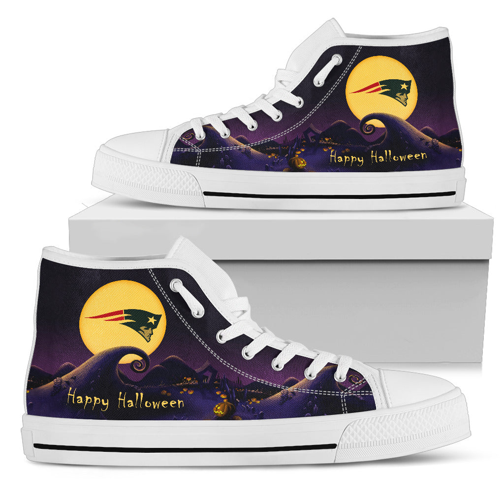 Before Christmas Nightmare Halloween Moonlight New England Patriots High Top Shoes