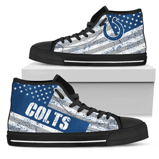 America Flag Italic Vintage Style Indianapolis Colts High Top Shoes