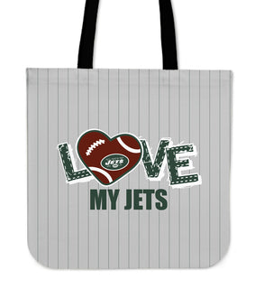 Love My New York Jets Vertical Stripes Pattern Tote Bags
