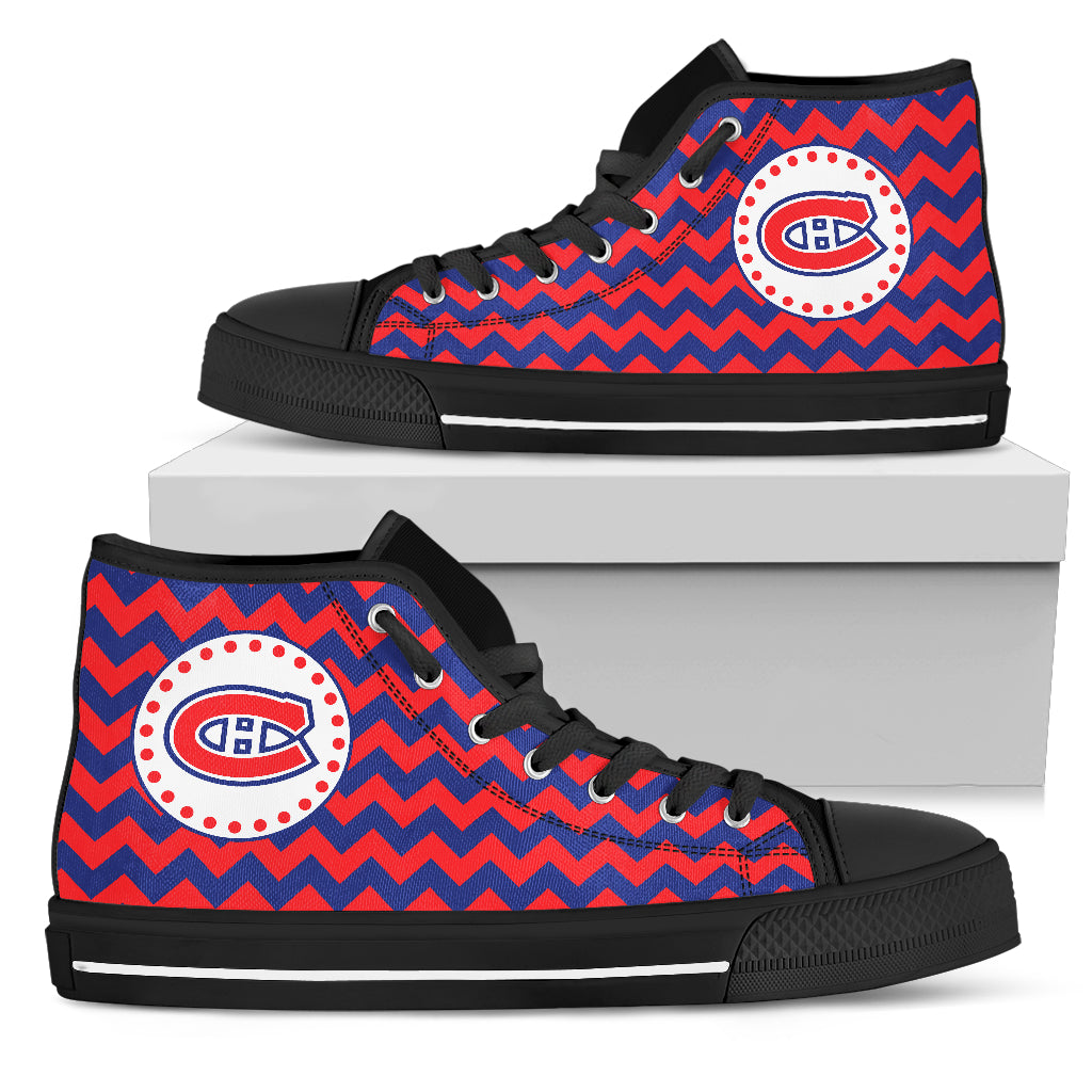 Chevron Broncos Montreal Canadiens High Top Shoes