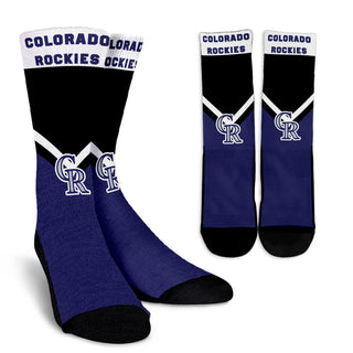 Ideal Fashion Curved Great Logo Colorado Rockies Crew Socks