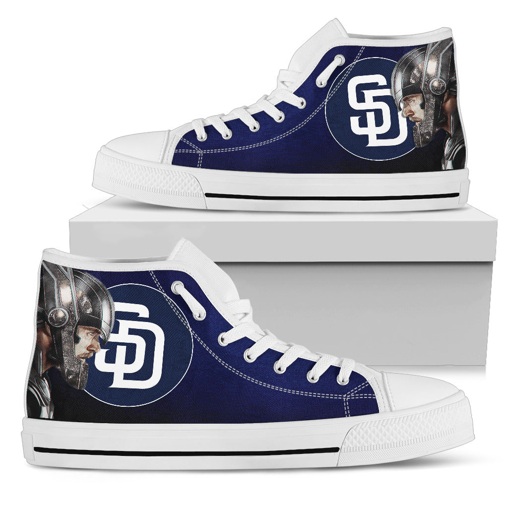 Thor Head Beside San Diego Padres High Top Shoes