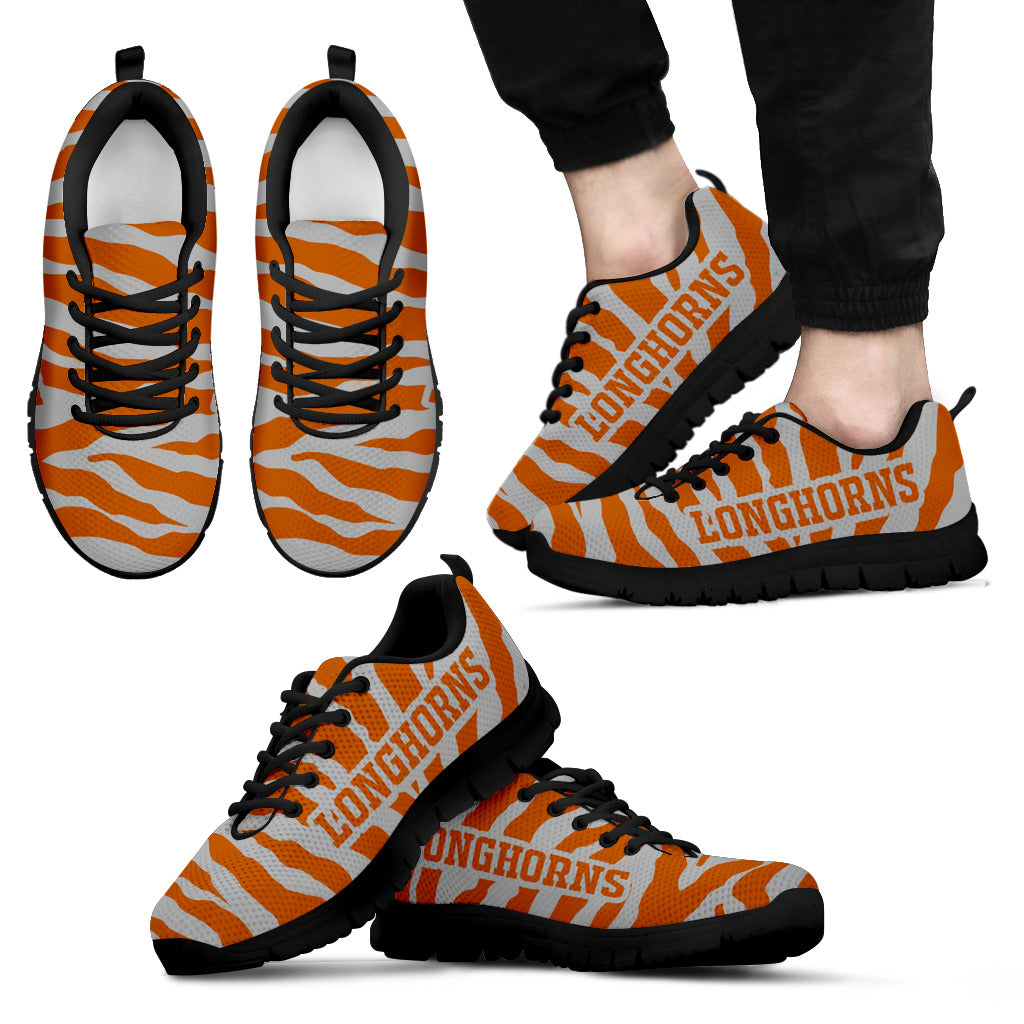 Tiger Skin Stripes Pattern Print Texas Longhorns Sneakers