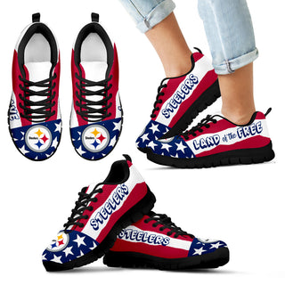 Proud Of American Flag Three Line Pittsburgh Steelers Sneakers