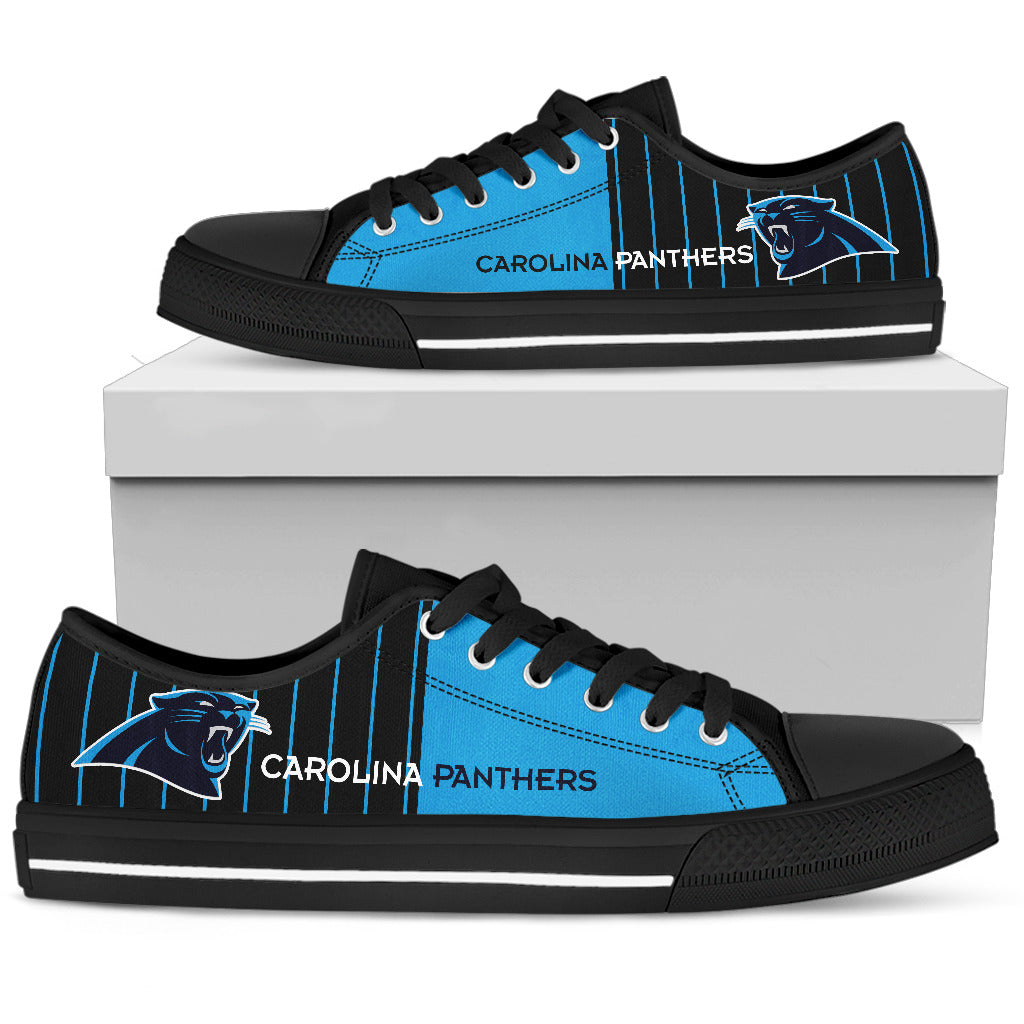 Simple Design Vertical Stripes Carolina Panthers Low Top Shoes