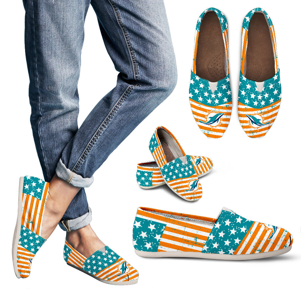 Star Stripers America Flag Miami Dolphins Women Casual Shoes