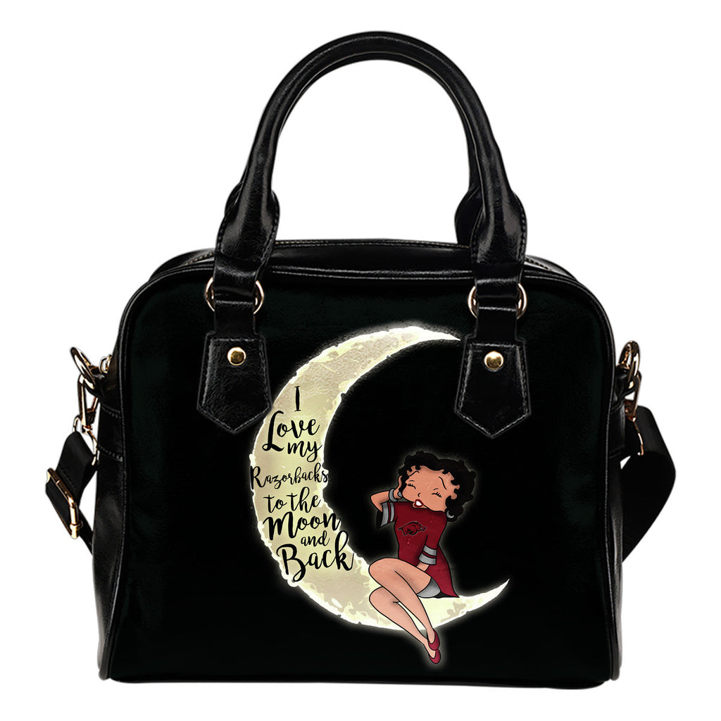 I Love My Arkansas Razorbacks To The Moon And Back Shoulder Handbags - Best Funny Store