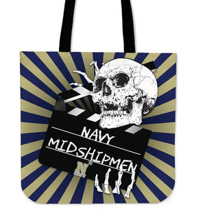 Clapper Film Skull Navy Midshipmen Tote Bags