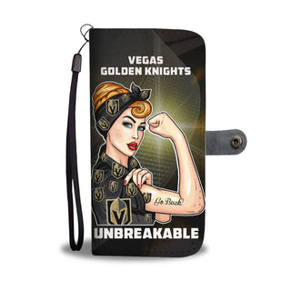 Beautiful Girl Unbreakable Go Vegas Golden Knights Wallet Phone Case