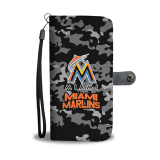 Camo Pattern Miami Marlins Wallet Phone Cases