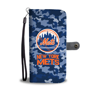 Camo Pattern New York Mets Wallet Phone Cases