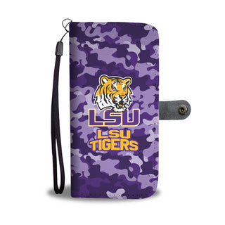 Camo Pattern LSU Tigers Wallet Phone Cases
