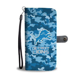 Camo Pattern Detroit Lions Wallet Phone Cases