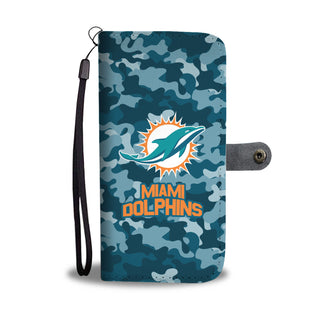 Camo Pattern Miami Dolphins Wallet Phone Cases